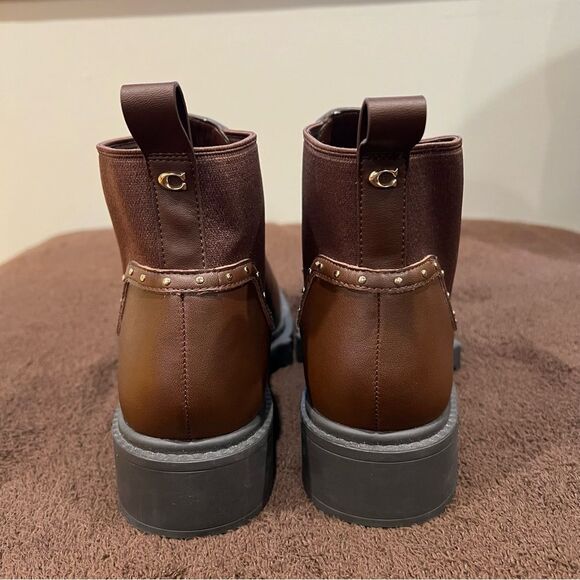 Coach Lory Chunky Studded Ankle Bootie Brown Size 6 - Picture 8 of 15